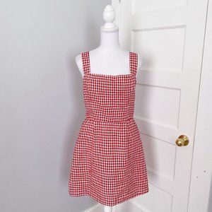 Reformation Size 8 Red Gingham Plaid Brigitte Linen Mini Dress in May Check 🍎